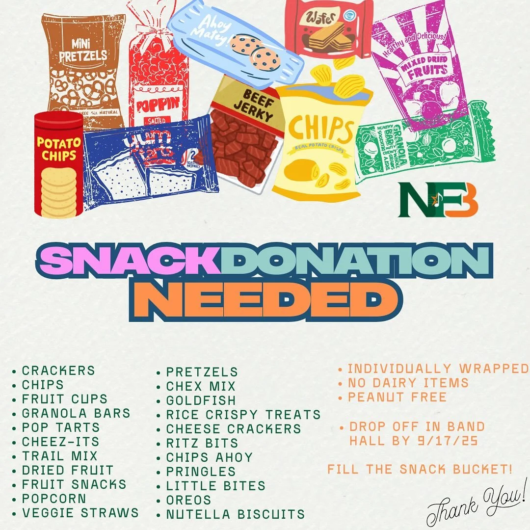 📣📣📣 HELP US FILL THE SNACK BUCKET ‼️ 
💚 Hey Ranger Band! We’re hopping on the trend, get those snacks in by 9/17 to be featured in our upcoming Snack Salad IG reel! Help spread the word with your fellow band friends! 🧡
Parents, we apprec