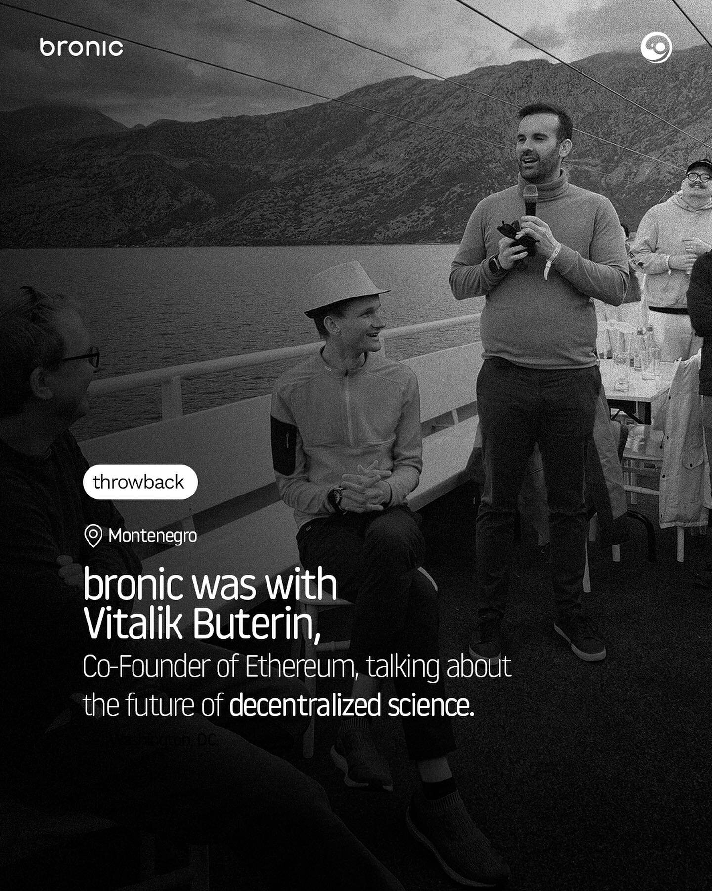 Throwback thursday! Bronic was with Vitalik Buterin 

⏰ It's time to talk about decentralized science and how biosecurity has a place. Find out more about what we do at bronic.co 🔗

#biosecurity #biohacking #biohack #science #biology