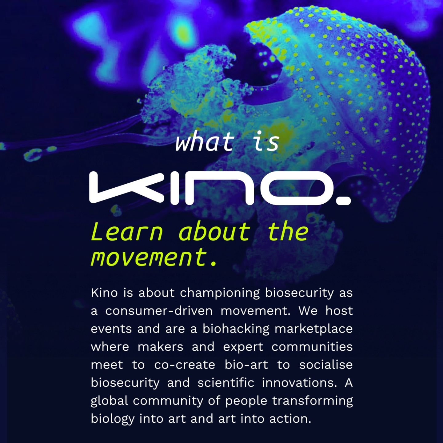 🌱💡 Kino is all about championing biosecurity as a consumer-driven movement! Join us as we host events and serve as a biohacking marketplace, bridging makers and expert communities to co-create bio-art and socialize biosecurity and scientific innova