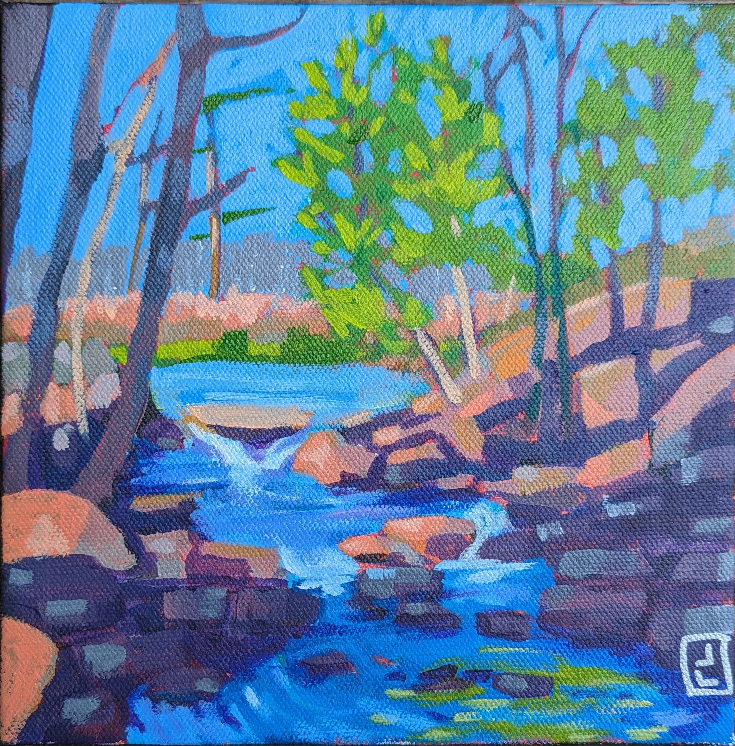 Small Falls 6"x6"x1.5" acrylic SOLD