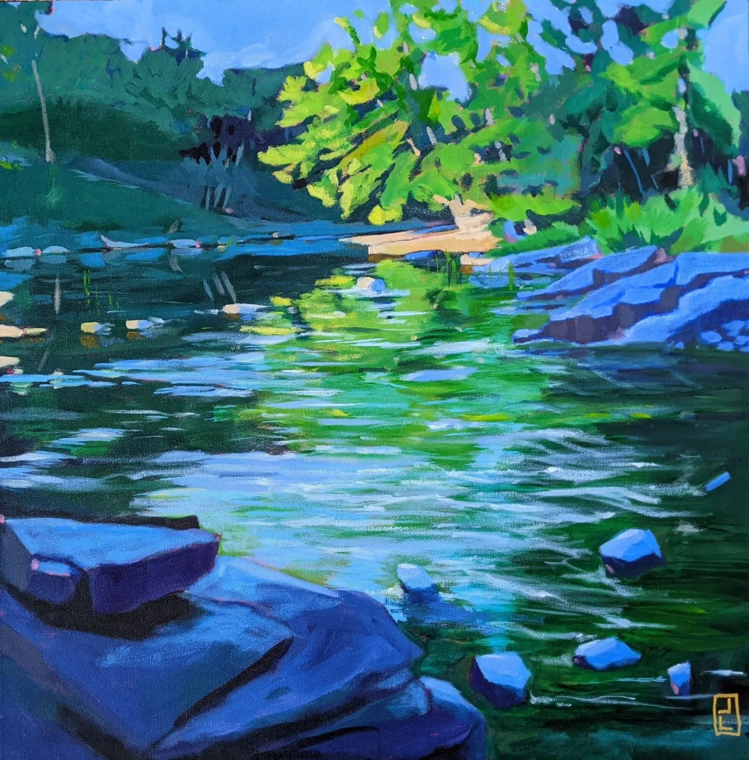 Mississippi Dawn 24x24x1.5 acrylic and oil PRIVATE COLLECTION
