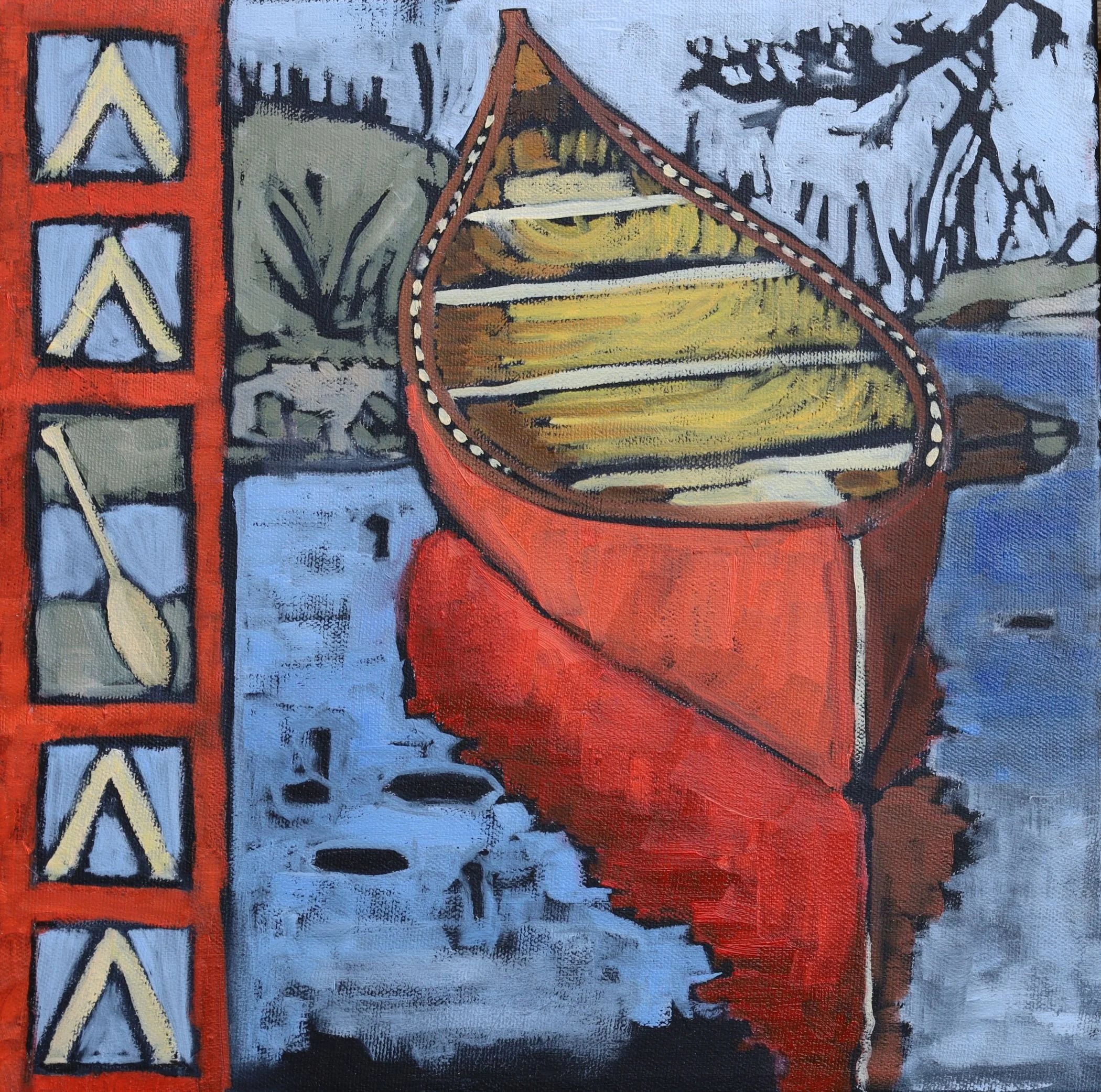 Summer Memories "Canoe I" Oil/Gesso 12x12 200.00 CDN