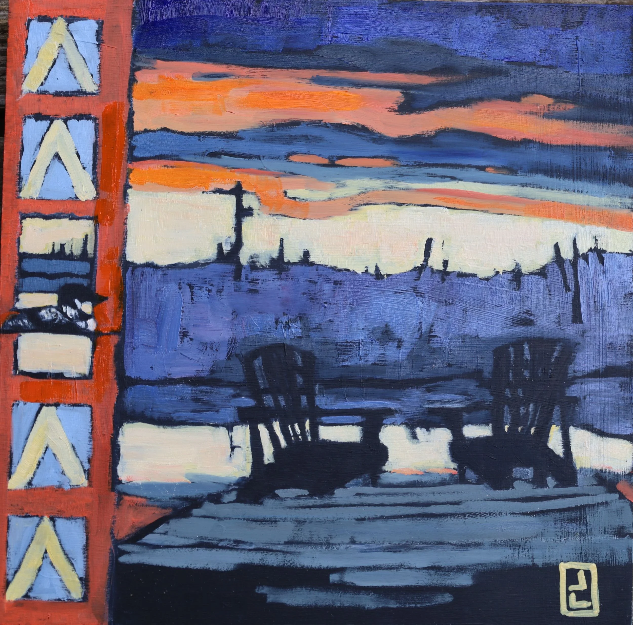 Summer Memories "Dock" Oil/Gesso 12x12 200.00 CDN