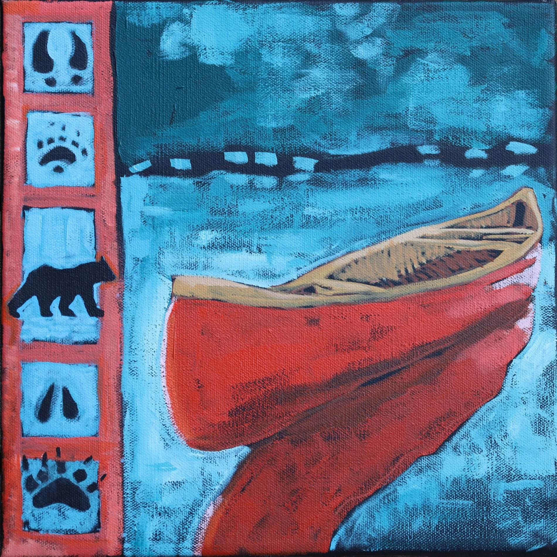 Summer Memories "Canoe III"  acrylic 12x12x1.5 200.00 CDN