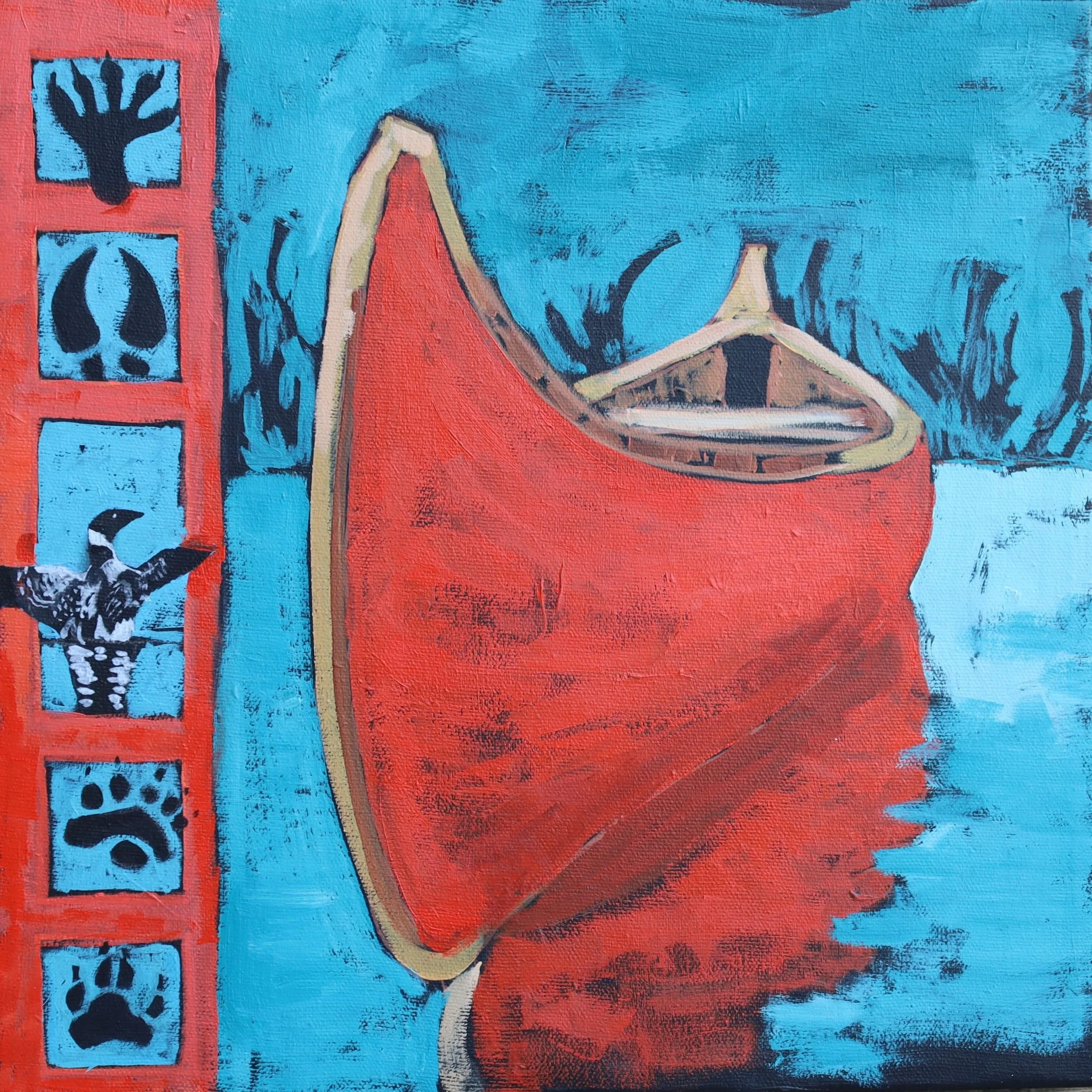 Summer Memories "Canoe II" 12x12x1.5 acrylic 200.00 CDN