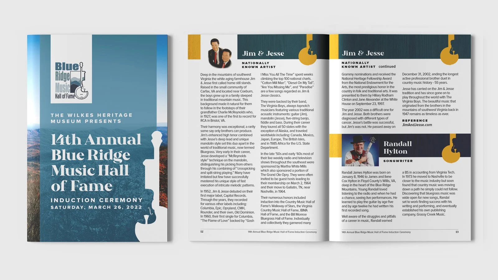 2022 blue ridge music hall of fame program front and back cover and layout