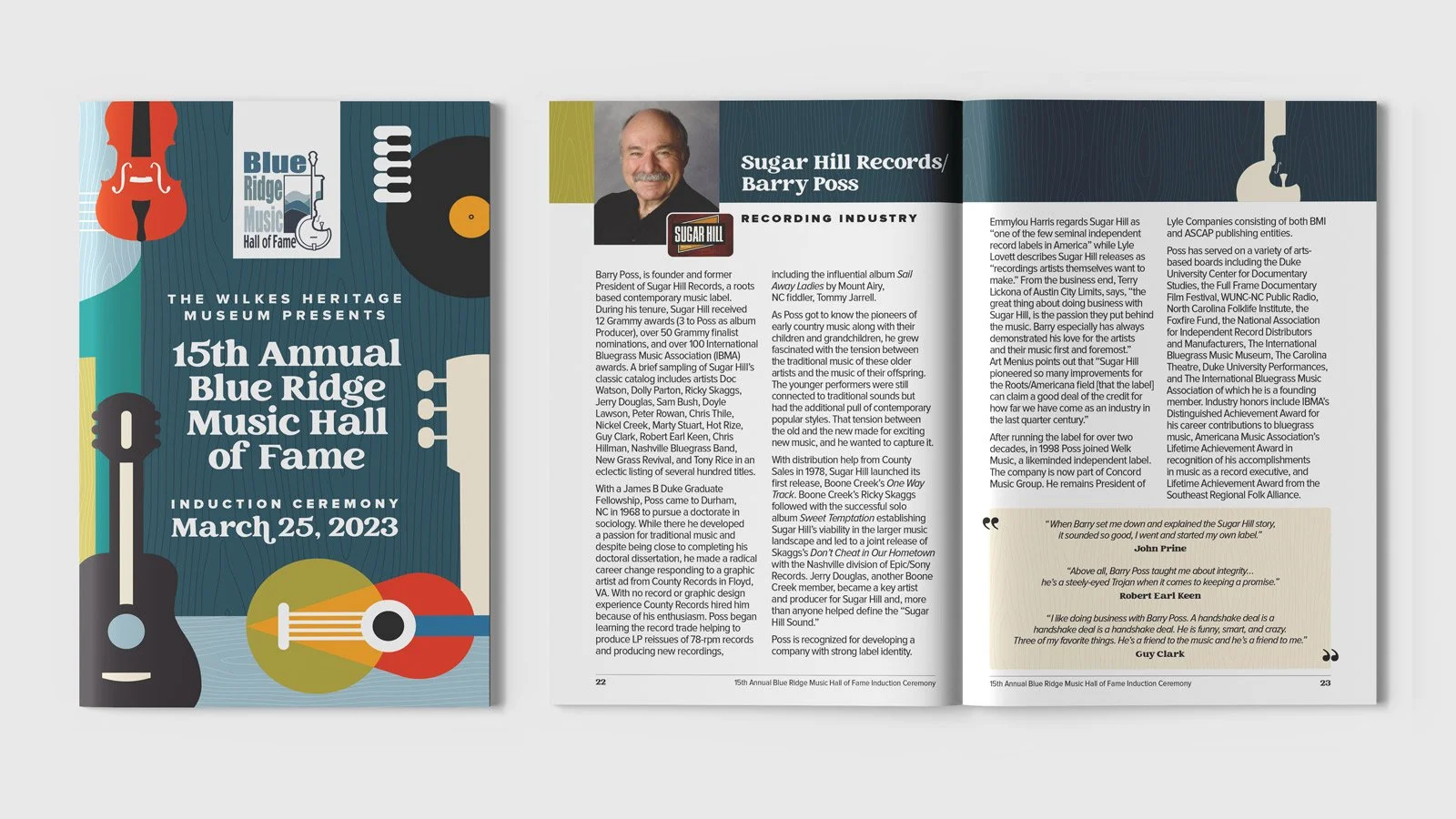 2023 blue ridge music hall of fame program front and back cover and layout