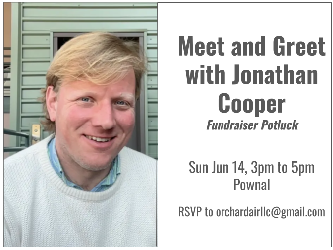 Meet and Greet with Jonathan Cooper; Fundraiser Potluck