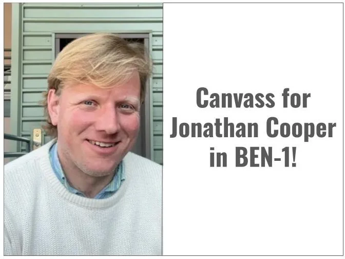 Canvass for Jonathan Cooper for State House in BEN-1!