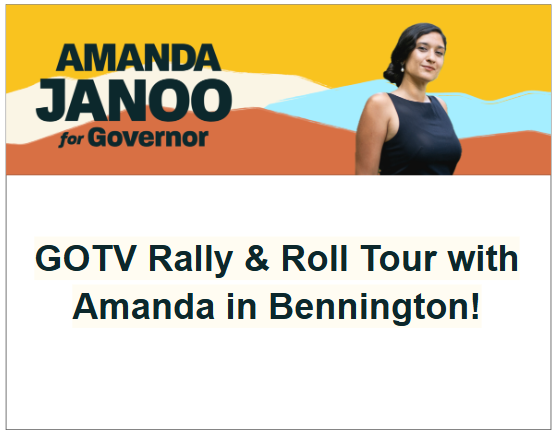 GOTV Rally &amp; Roll Tour with Amanda in Bennington!