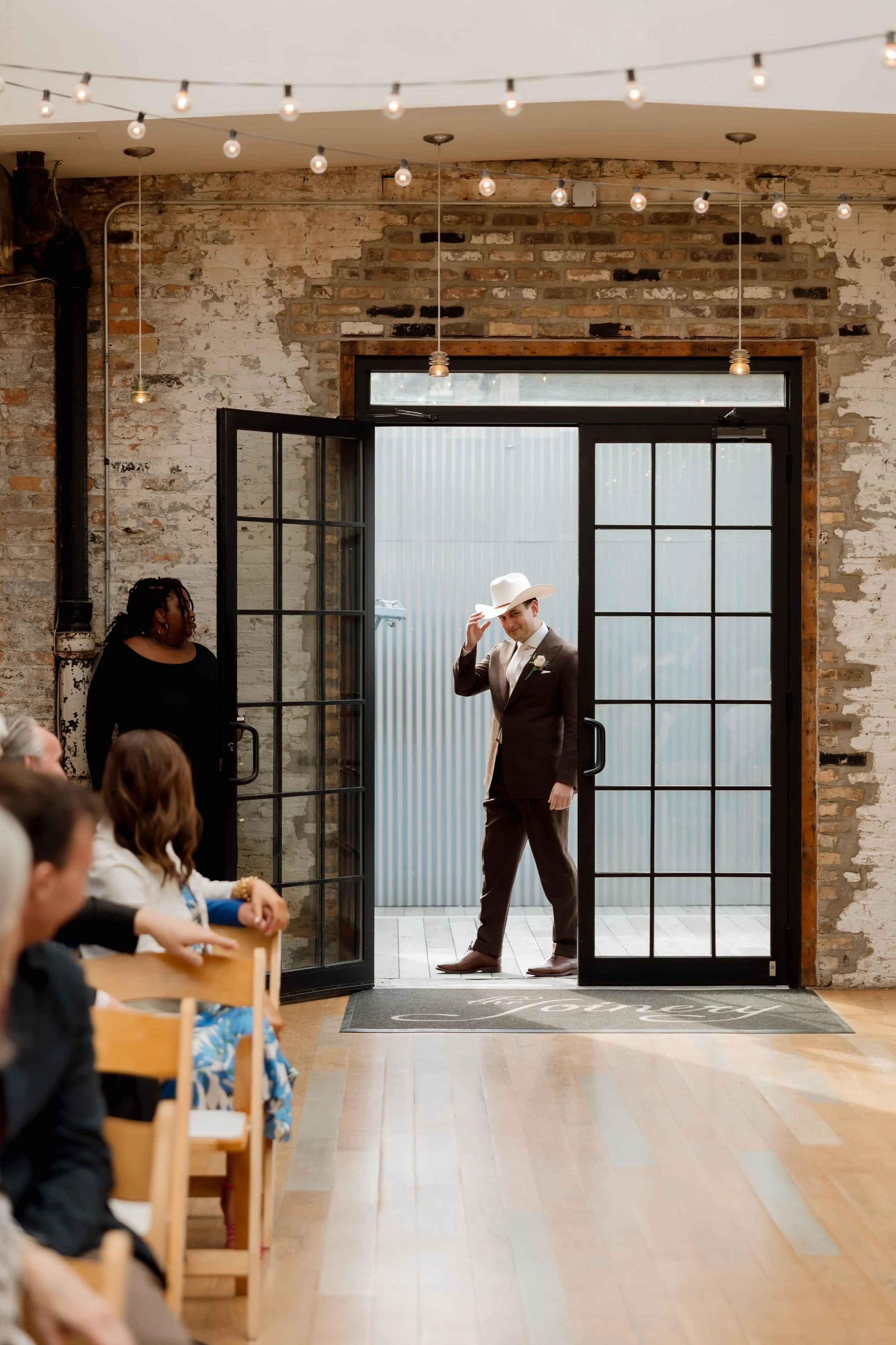 Groom entrance to The Joinery wedding ceremony