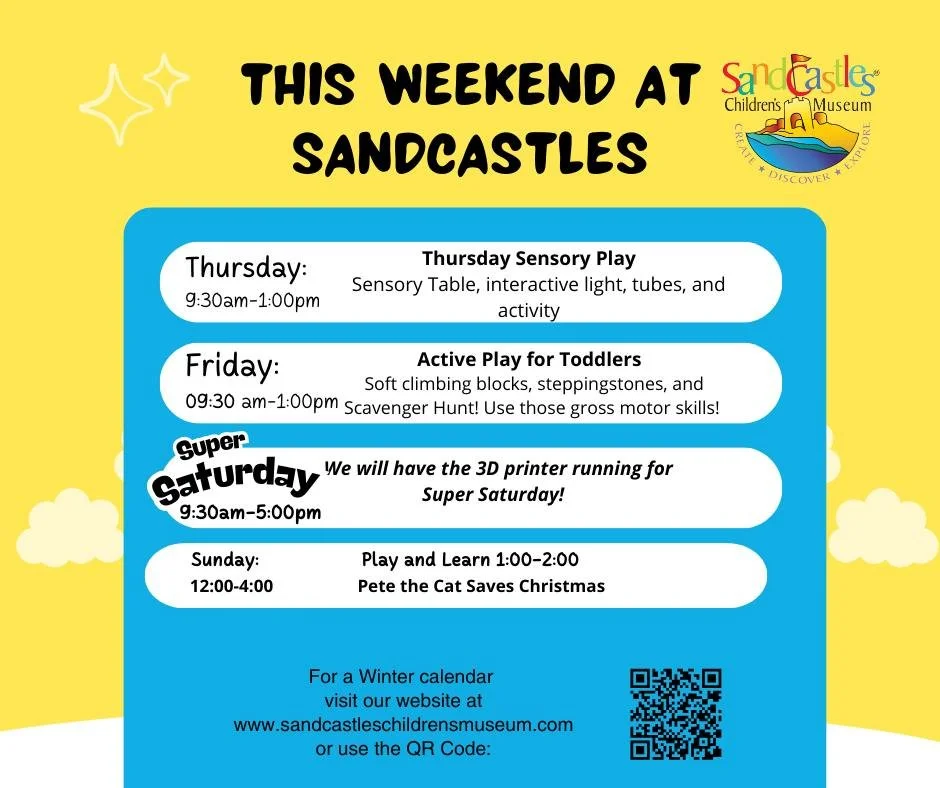 Music with Bill Koster was cancelled due to certain circumstances. On Super Saturday we will have the 3-D Printer running instead. 

Our Play and Learn is on Sunday December 5th from 1-2pm.  Our book and theme this month is: Pete the Cat Saves Christ