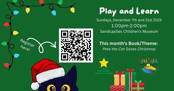 We had fun going on a Bear Hunt with you today during our Play and Learn! 
December's theme is "Pete the Cat Saves Christmas"/Winter. 
Register here: https://signup.com/.../invit.../secure/771278998078/false... and visit December GSC Play a