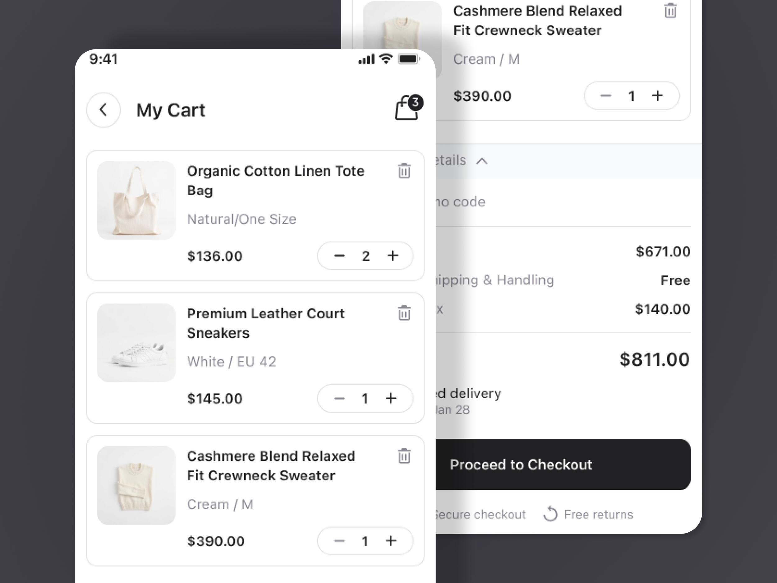 Mobile Shopping Cart Design