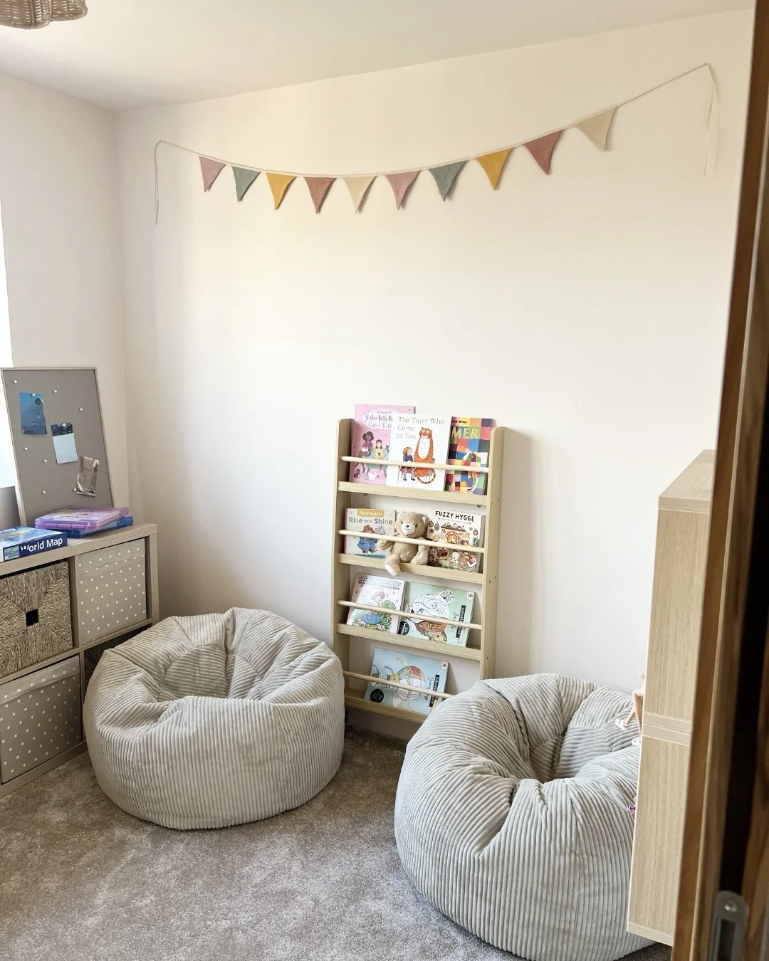 A before &amp; after of one of the spaces I&rsquo;ve been quietly working on over the past few weeks ✨

There are still a few final details to complete, but it felt too cute not to share a glimpse.

Part of a full turnkey project, this playroom was t