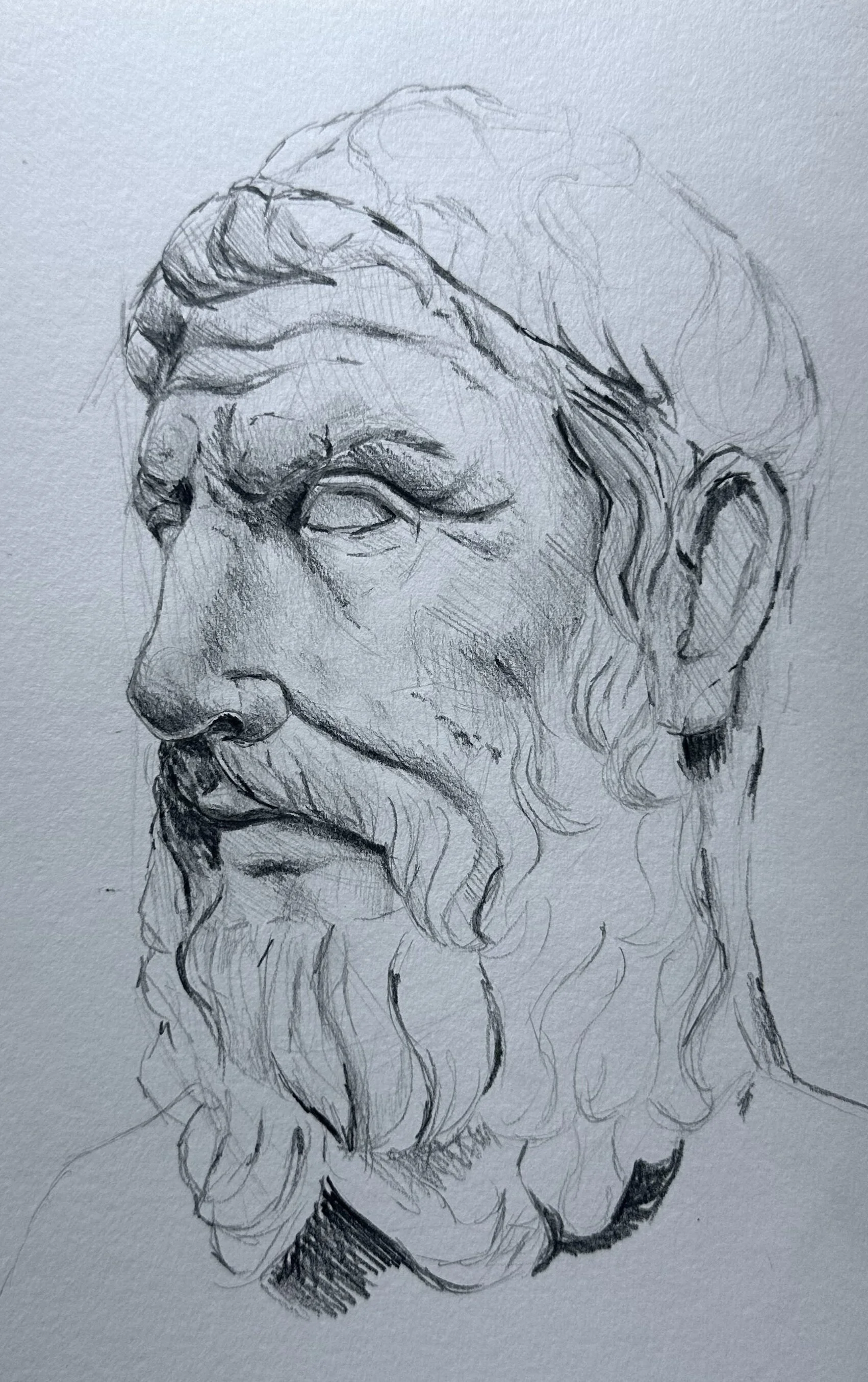 Head of Epikuros, Vatican Museum, Graphite