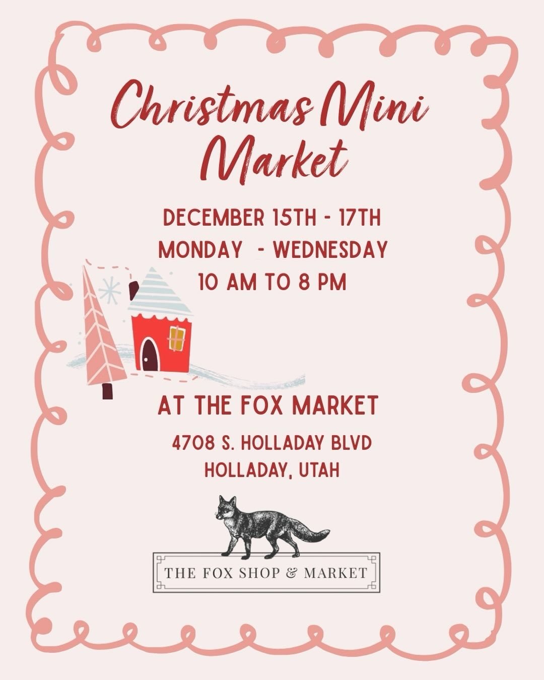 We are thrilled to be at The Fox Market for a Mini Market! To help fill up your stockings with magical gifts and treat! 

At the most magical place in town @the_fox_market 
Monday - Wednesday December 15-17th 
10 AM to 8 PM all three days. 

Some fun