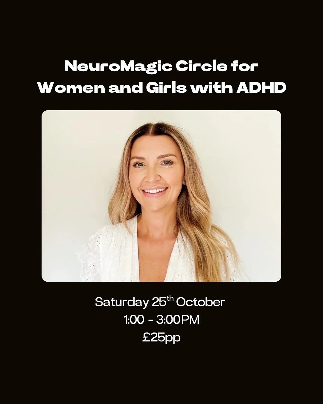 NeuroMagic Workshop - for women & girls!🙋🏼‍♀️
Join @neuromagic.amy - psychologist, ADHD coach & founder of Well Happy Minds - for a 2 hour experience designed specifically for neurodivergent women and girls. (Mother-daughter / bestie d