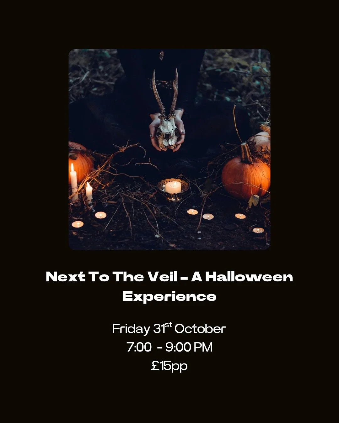 Join @moon_childhealing for a special Halloween experience - a night to honour the veil between this world and the next. 🌙
Create a sacred space to remember, reflect, and connect with the energy of those who came before us.
Slip into your favourite