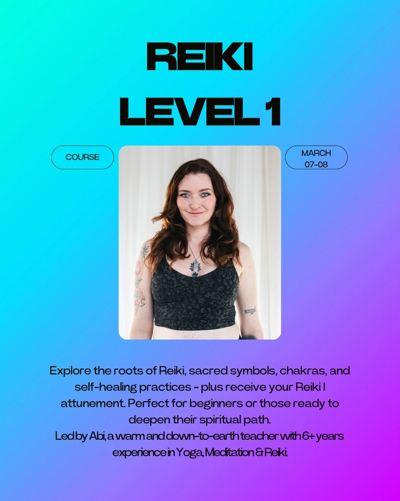 Curious about energy healing?

Reiki 1 is your invitation to slow down, tune in and reconnect - guided by the wonderful @abitheyogawitch  in a supportive, nourishing space.

Saturday 7th March at 12-5pm
Sunday 8th March at 12-4pm

Book via our websit