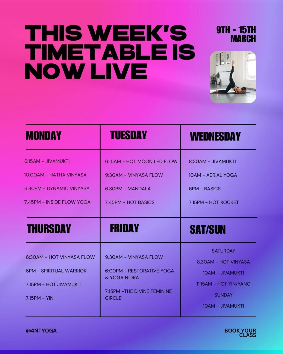 This week&rsquo;s timetable is now live - plan your practice! 

#yoga #stockport