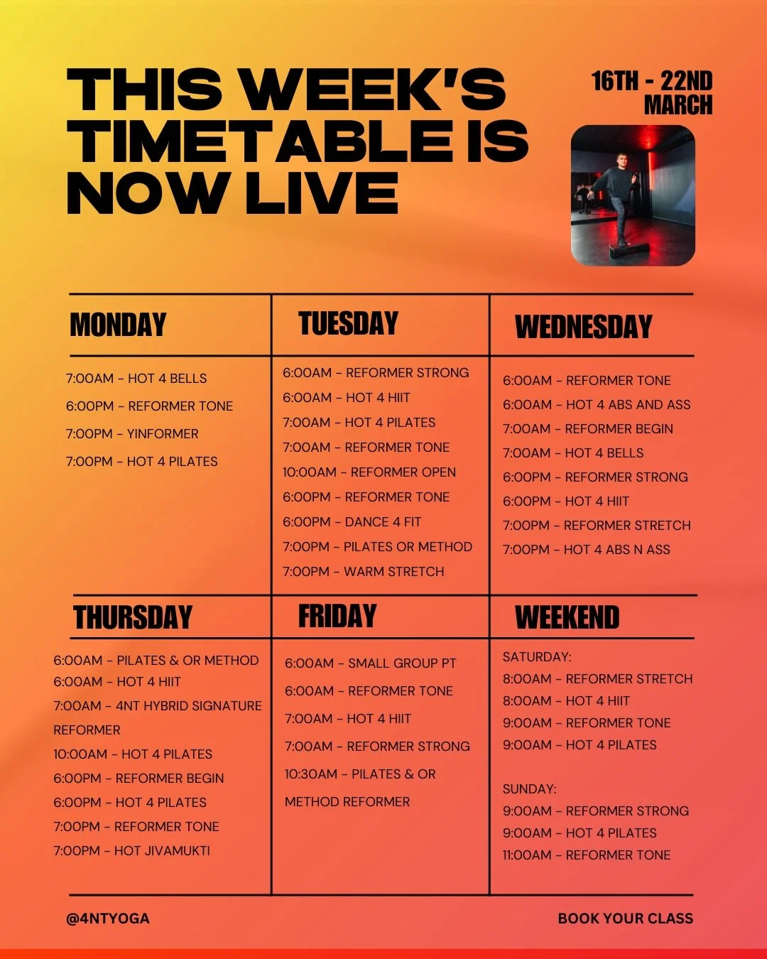 The 4NT Fit timetable is now live, plan your movement for the week!

#fitnessstudio #hotfitness #stockport