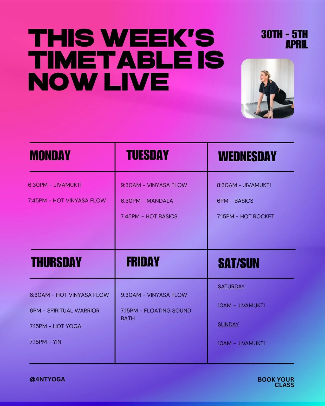 This week&rsquo;s timetable is now live - set aside some YOU time. 

First class free!

#yogastockport #yogaclass #yogatimetable