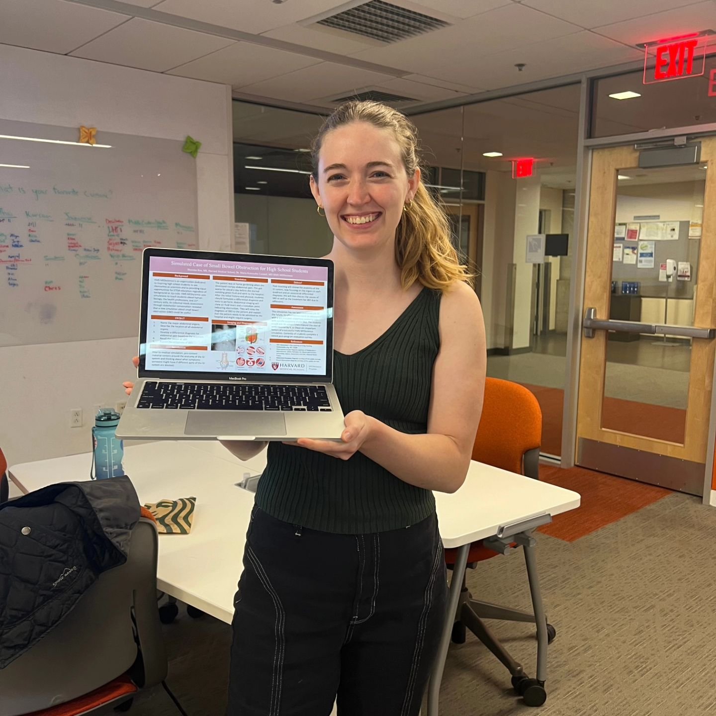 Cheers to our amazing @harvardmed student Sheridan, who not only recently got accepted to @stanford for her #EmergencyMedicine residency, but also just finished her official poster presentation about her Medical Education Longitudinal Elective (ELO) 