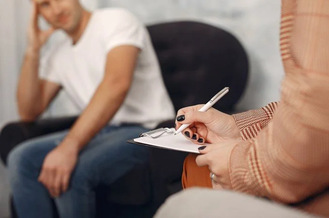 counseling a client at office