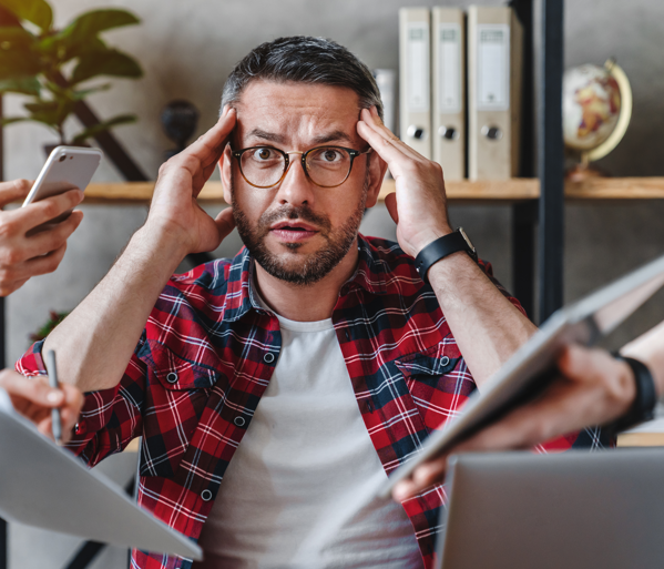 guy stressed out from work