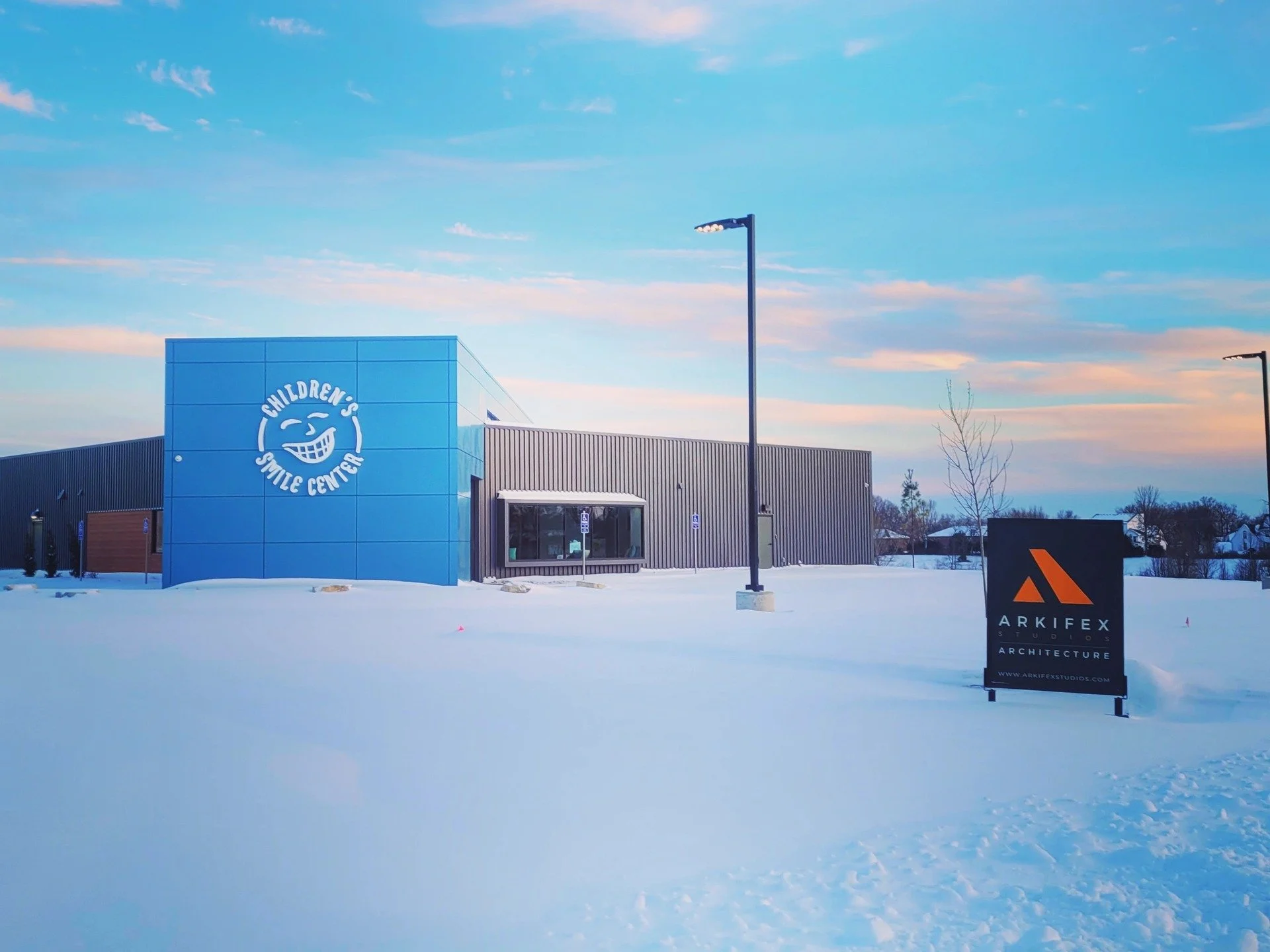 Winter conditions settle across the site, softening the building&rsquo;s presence and sharpening its relationship to the landscape. In these moments, the architecture reads less as an object and more as a quiet extension of place&mdash;defined by lig