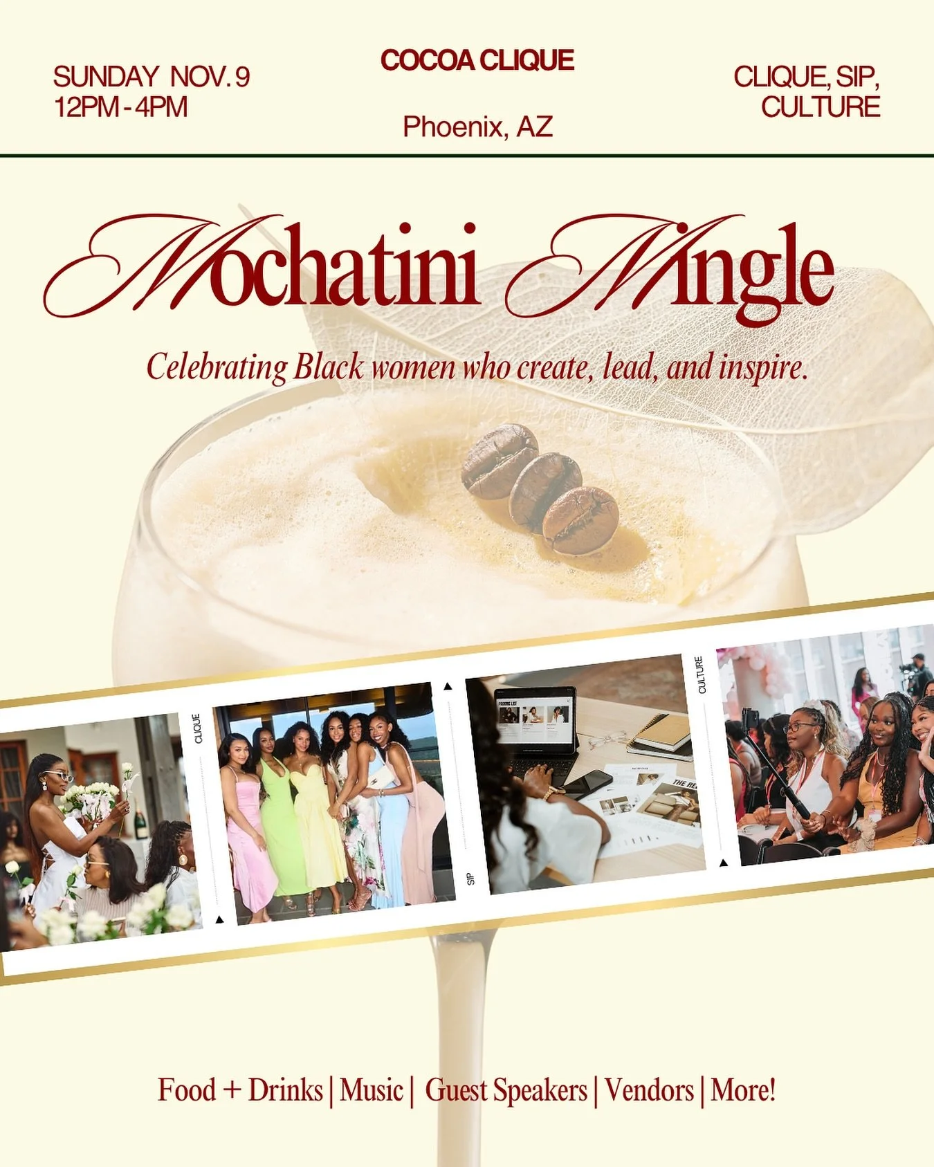 Hey Ladies! We&rsquo;re so excited to announce our Mochatini Mingle event! This is a social networking brunch where you have the chance to connect with other like minded black women entrepreneurs and creatives here in Arizona! With our exclusive pane