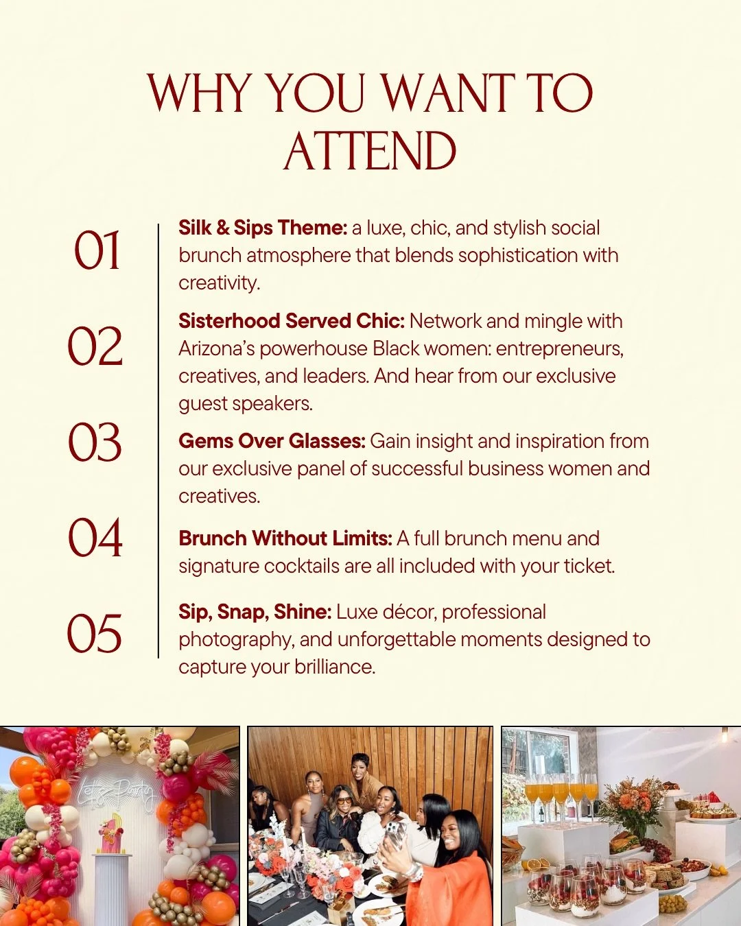 Not an event you want to miss! Let&rsquo;s gather, celebrate and have a good time! Early bird discount tickets still available 💖🥂 #phoenix #women #arizona #brunch #social #network #blackwomen