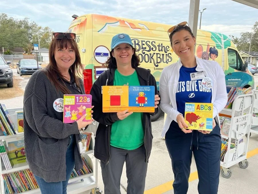 Thank you, Tampa Bay Lightning, for making it possible for Bess the Book Bus to bring FREE book fairs to 8 schools  4 times each this year! Your support will empower thousands of students and teachers to choose brand new books to build their librarie