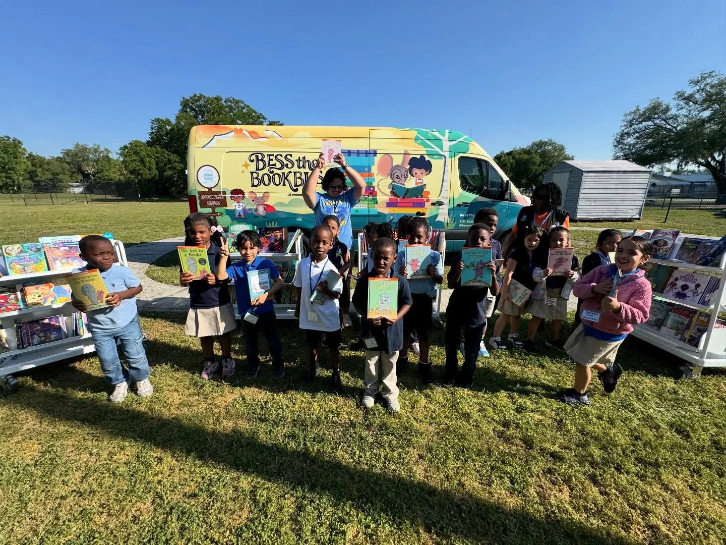 It&rsquo;s a Bess the Book Bus Book Party!!! Thank you, @juniorleagueoftampa