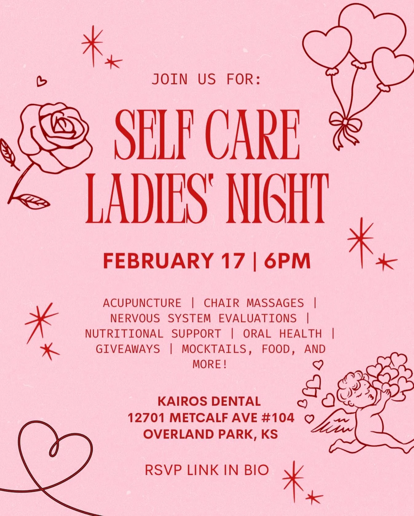 Save the date 💗

We&rsquo;re having a Self Care Ladies&rsquo; Night, and we&rsquo;d love for you to join us! An evening dedicated to slowing down and taking care of yourself. 

We&rsquo;ll have various wellness services, goodies, giveaways, and of c