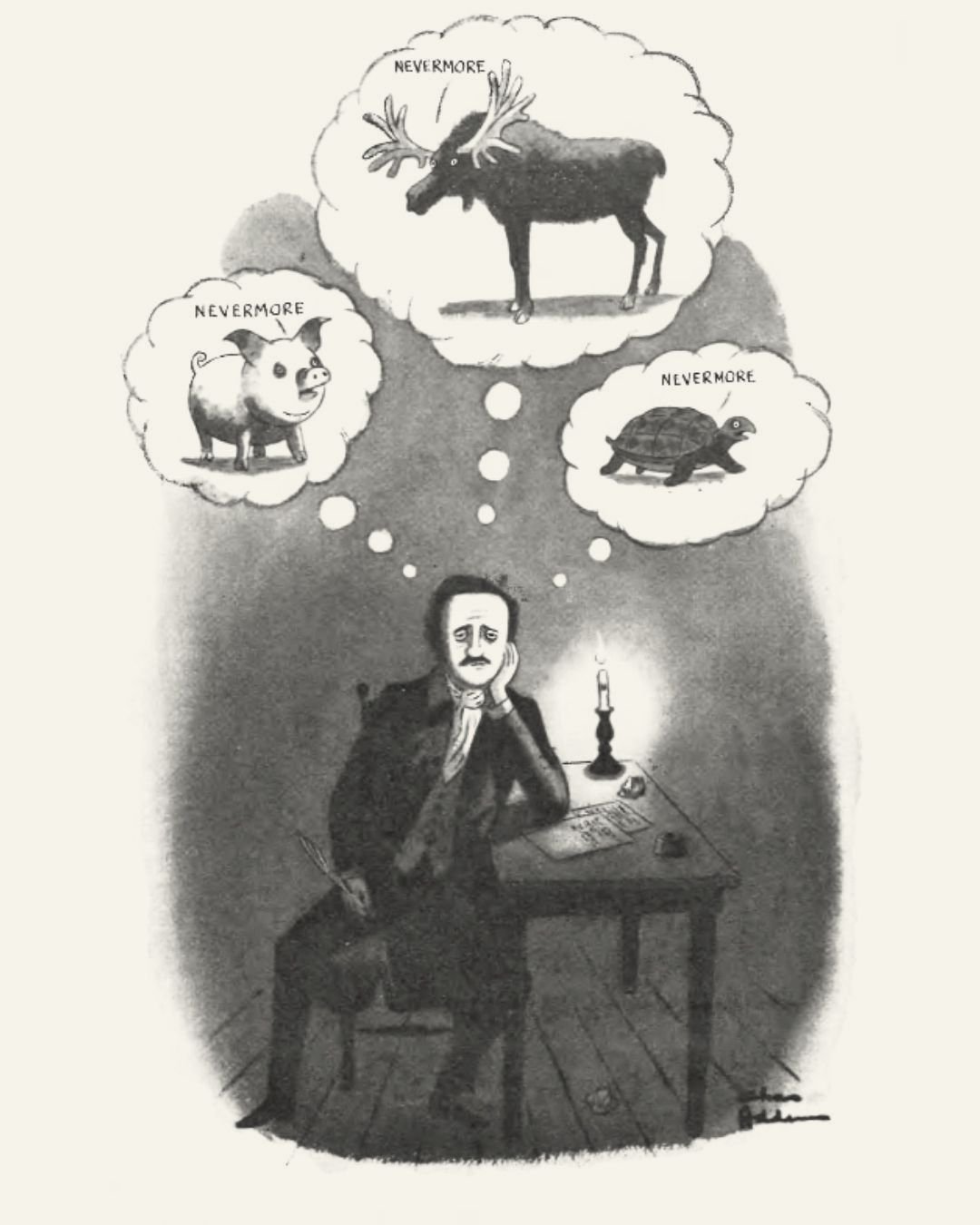  Addams, C. (1973, Oct. 29). “Nevermore” [Illustration].  The New Yorker , p. 33.   https://archives.newyorker.com/newyorker/1973-10-29/flipbook/032/  .  