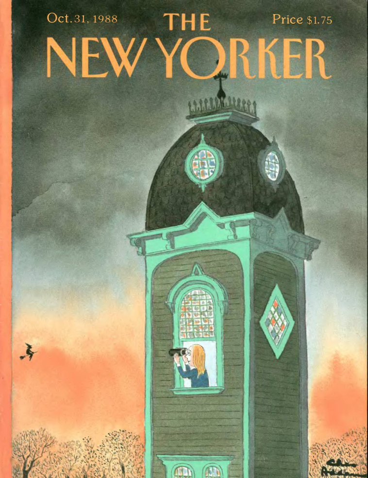  Cover illustration for  The New Yorker , Oct. 31, 1988   https://archives.newyorker.com/newyorker/1988-10-31/flipbook/CV1/  .  