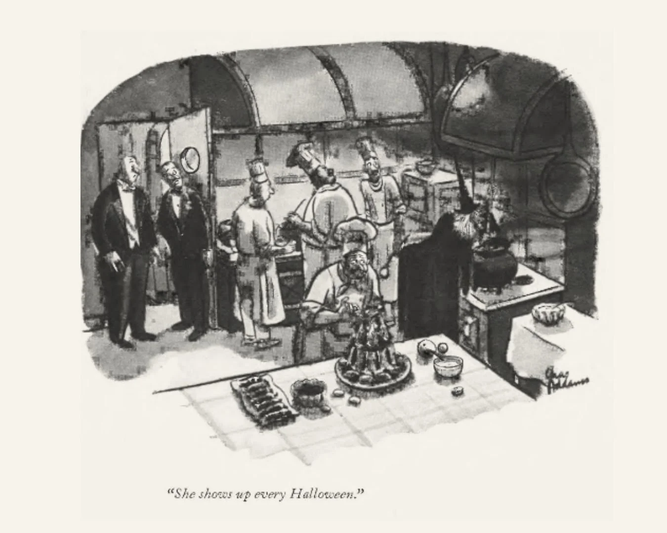  Addams, C. (1937, Oct. 30). “She Shows Up Every Halloween” [Illustration].  The New Yorker , p. 25.   https://archives.newyorker.com/newyorker/1937-10-30/flipbook/024/  .  