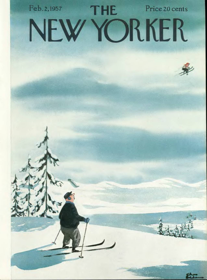  Cover illustration for  The New Yorker , Feb. 2, 1957   https://archives.newyorker.com/newyorker/1957-02-02/flipbook/CV1/  .&nbsp;  