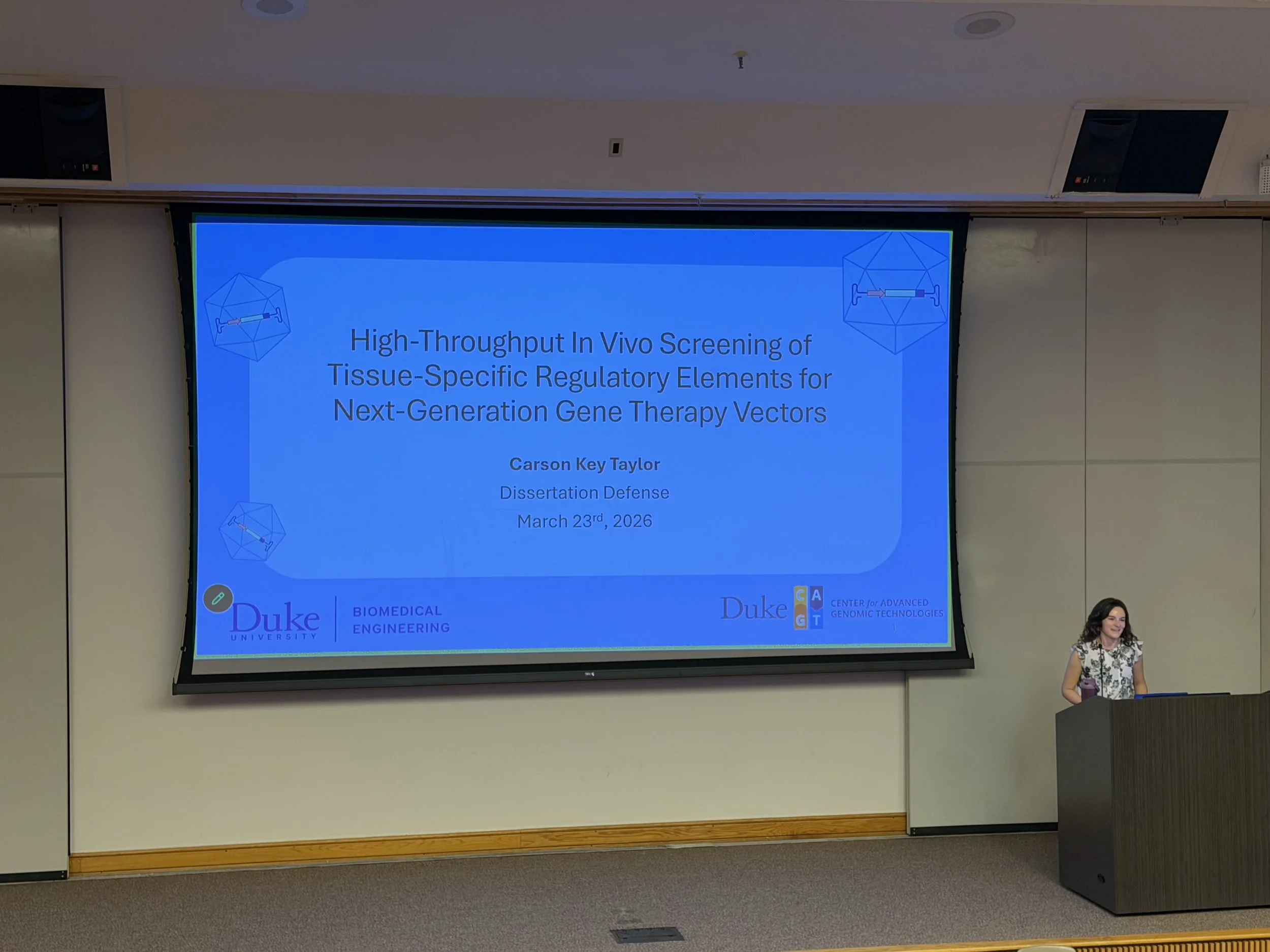 Carson presenting at her thesis defense.