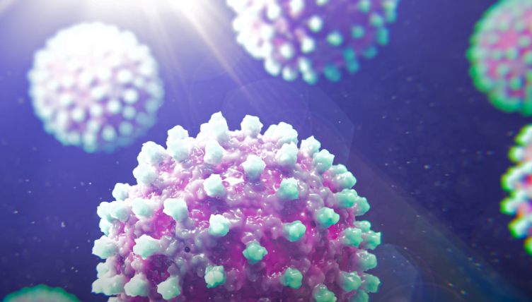 Viral particles.