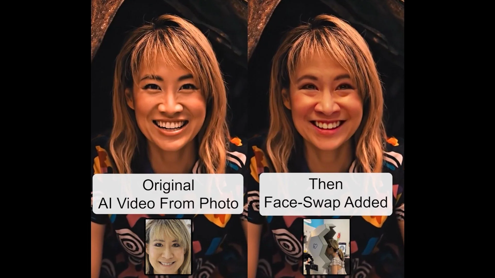 Face swap on top of AI video