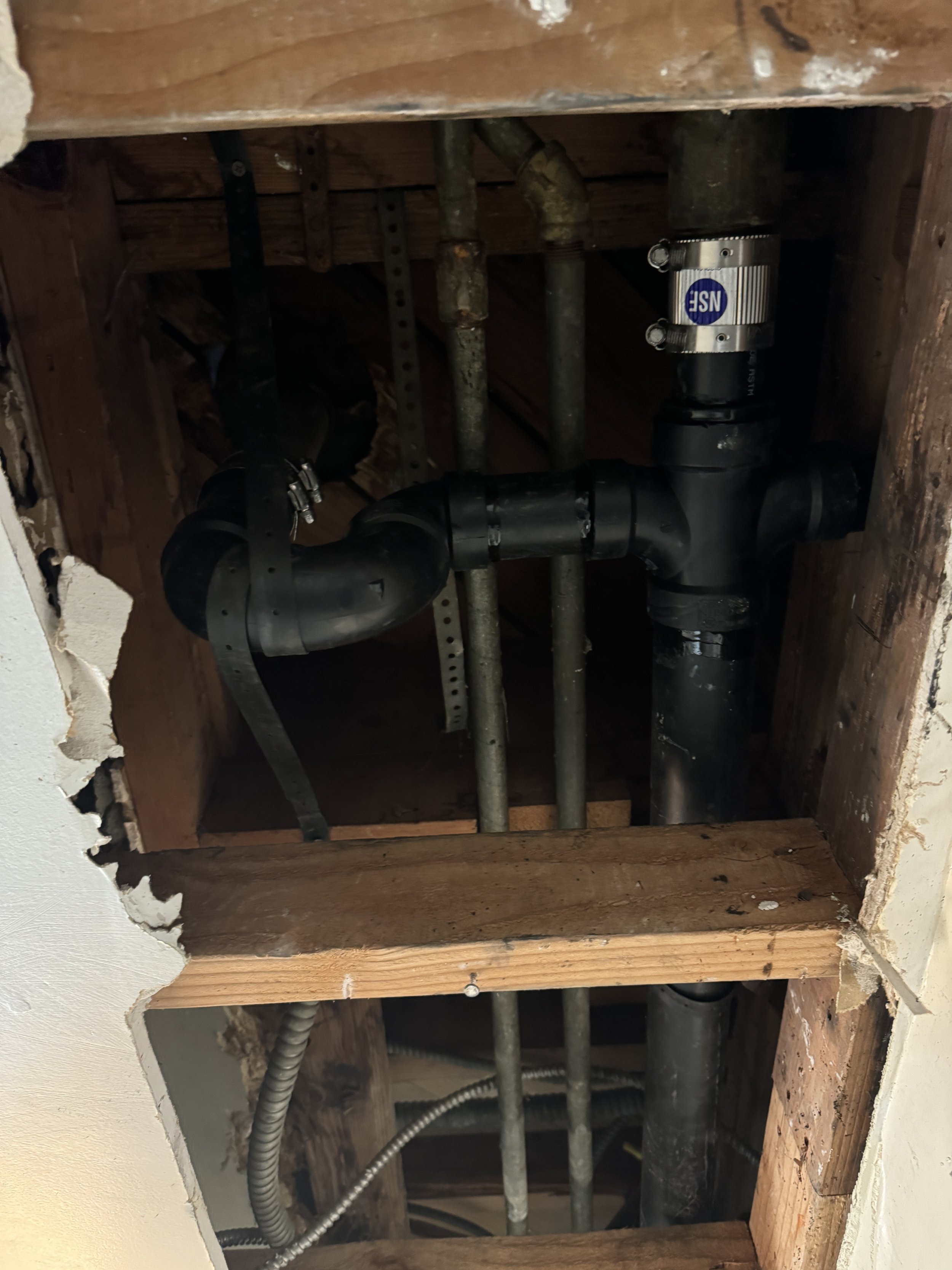 replaced old cast iron and galvanized section with ABS. 