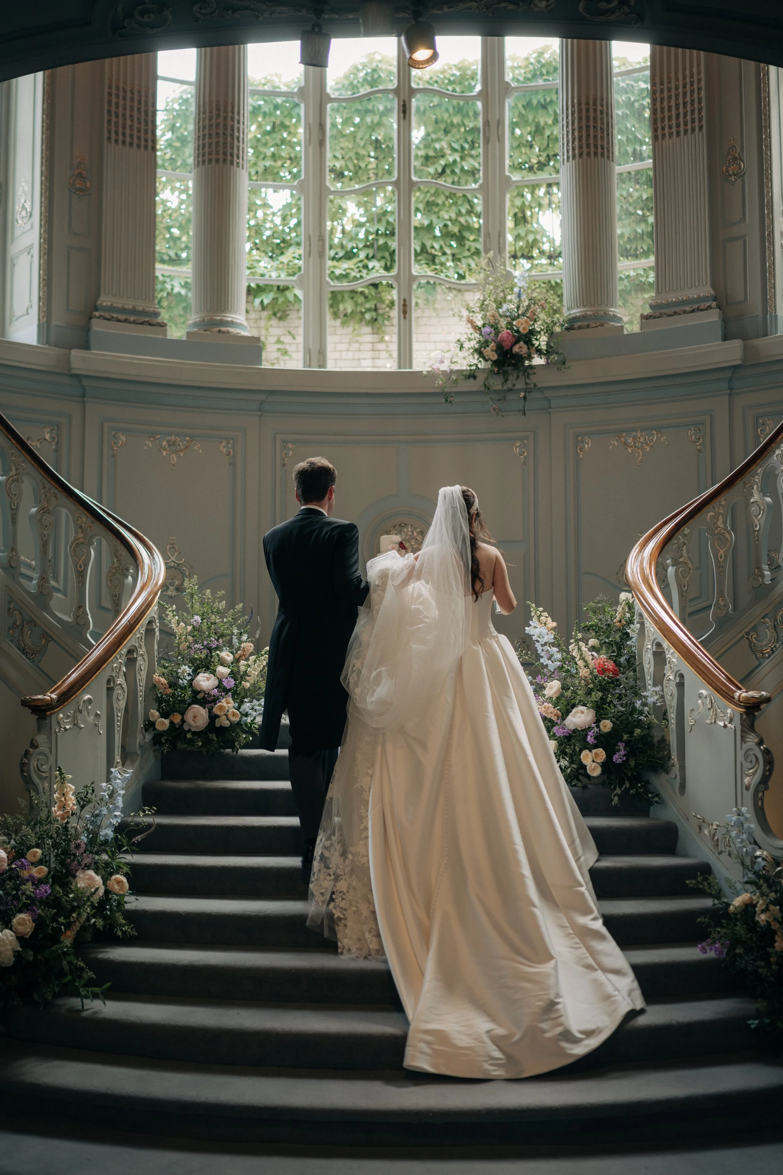 Staircase entrance flowers