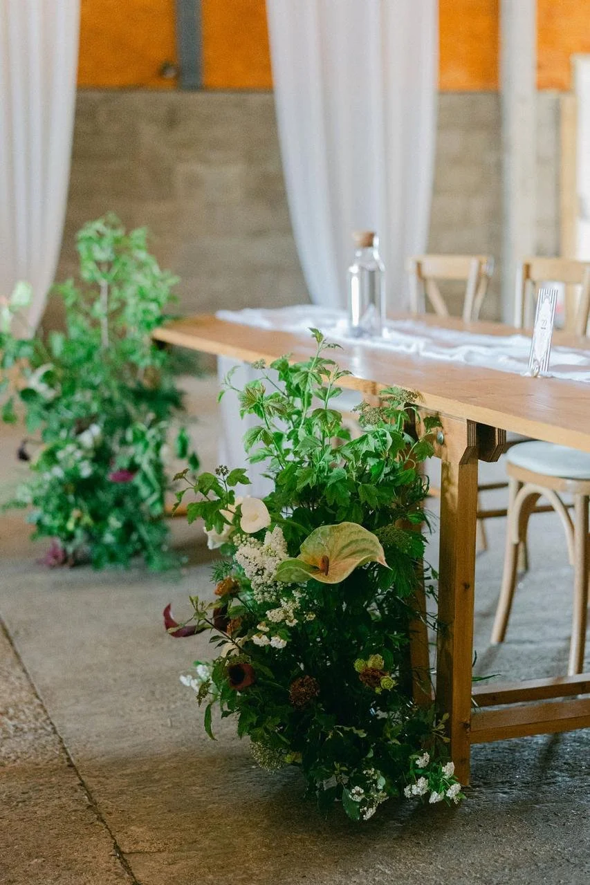 Meadow flowers for the dining room at Lodge Farm Barns in Epping
