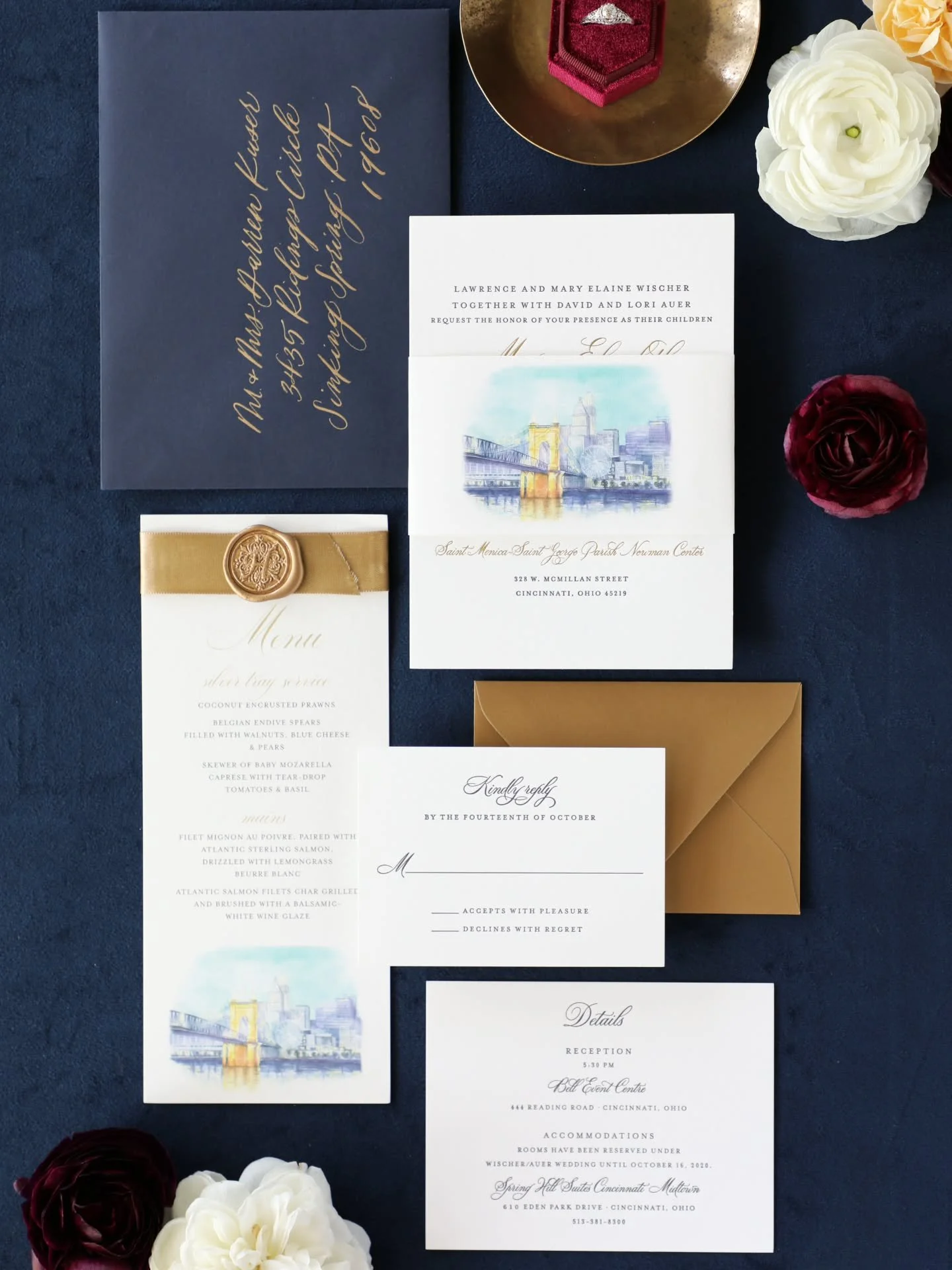 Few backdrops balance historic romance and modern energy quite like the Queen City. Capturing the Cincinnati skyline in soft watercolor&mdash;from the sweeping cables of the Roebling Suspension Bridge to the iconic glow over the Ohio River&mdash;tran