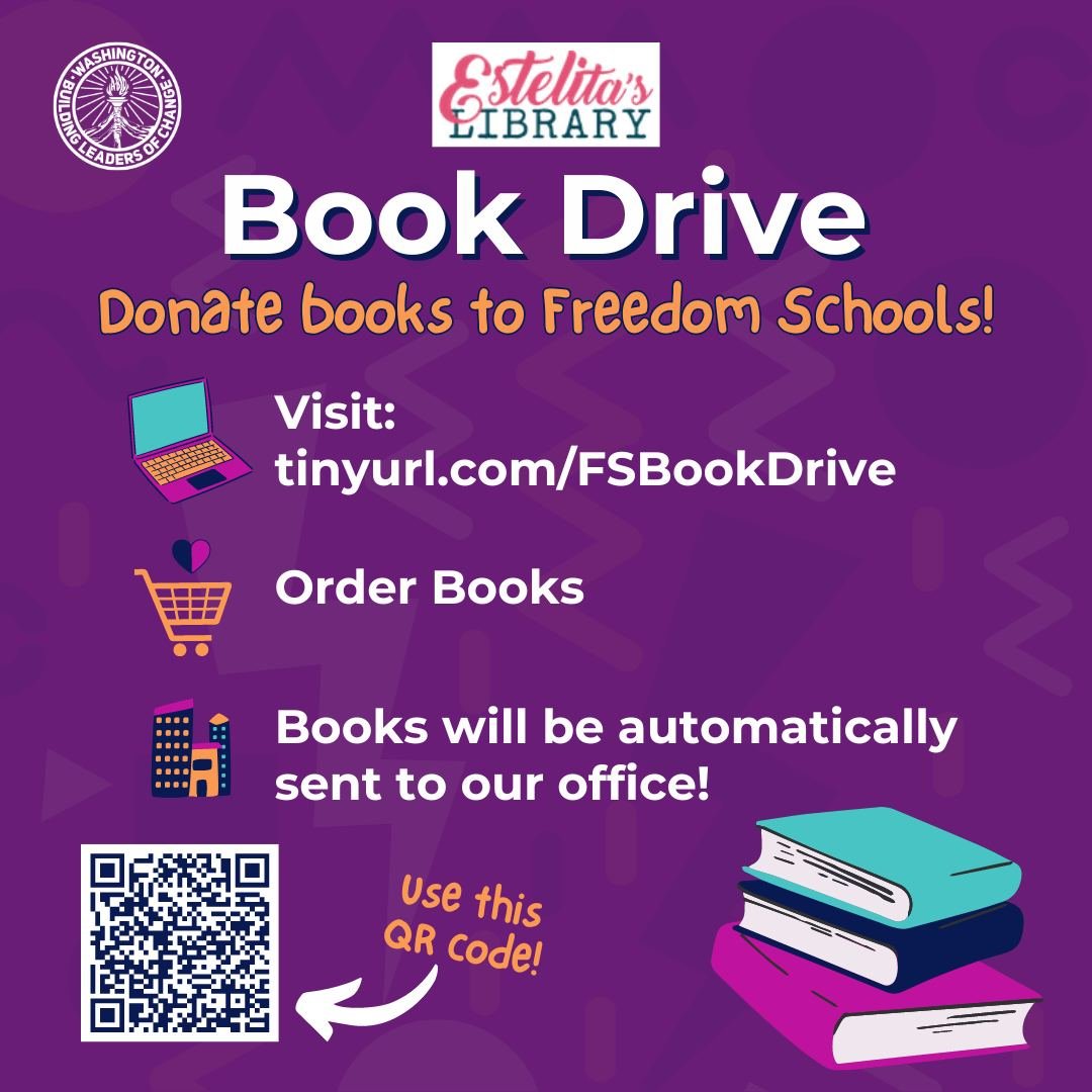 👋 Hey Freedom Schools Family! We have something exciting to share! The one and only @estelitaslib (a beautiful justice-focused library and bookstore, community center, and organizing hub) is collaborating with us on a Freedom Schools book drive. 

I