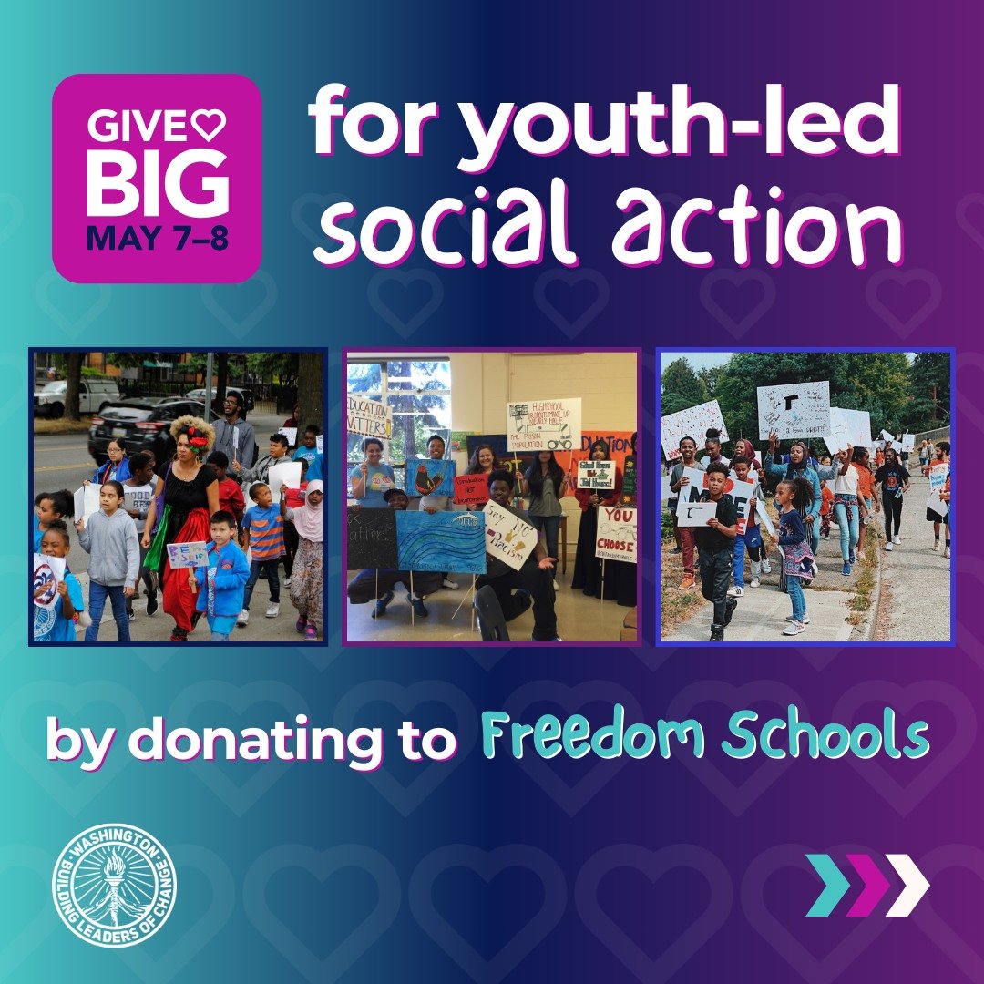 Give BIG for youth-led SOCIAL ACTION, by donating to Freedom Schools today! 

Each summer, Freedom School scholars explore how they can make a difference by discussing and learning about issues that impact them and their community. Scholars then desi