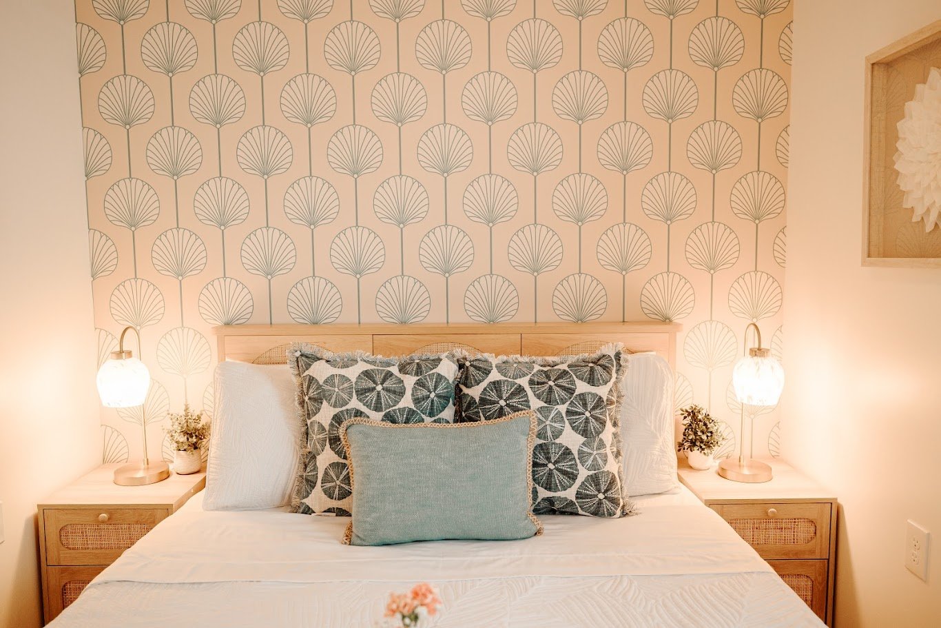 Coastal Bedroom with Wallpaper